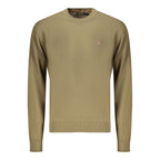 Men's long-sleeve shirt by Napapijri in green cotton, featuring a classic fit and button-up front.
