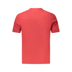 Red cotton men's T-shirt by Napapijri, featuring a classic fit and round neckline, displayed flat on a white background.