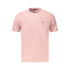 Napapijri Rosa organic cotton men's T-shirt in soft pink color, casual fit, with round neckline and short sleeves.