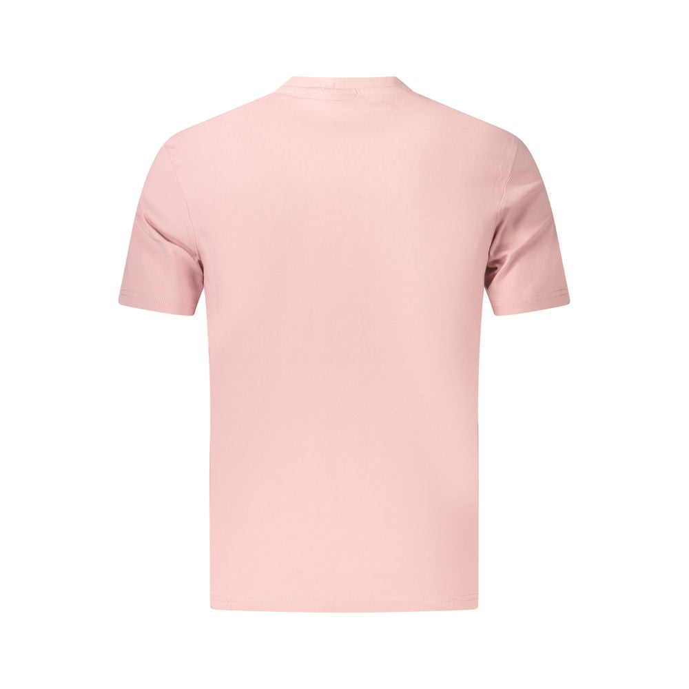 Napapijri Rosa organic cotton men's T-shirt in soft pink, featuring a classic crew neck and relaxed fit.