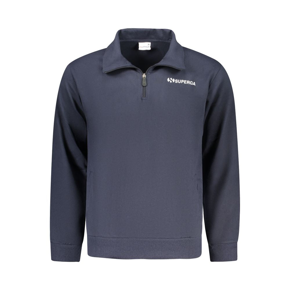 Superga blue nylon men's jacket with a stand-up collar and zip closure, lightweight and casual outerwear for men.