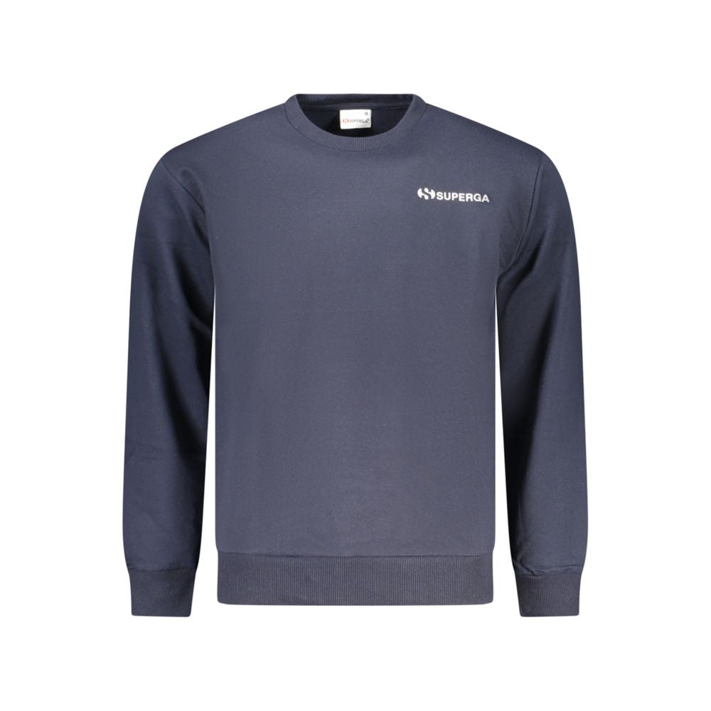 Superga blue cotton men's sweatshirt with a relaxed fit and crew neckline, featuring the Superga logo on the chest.