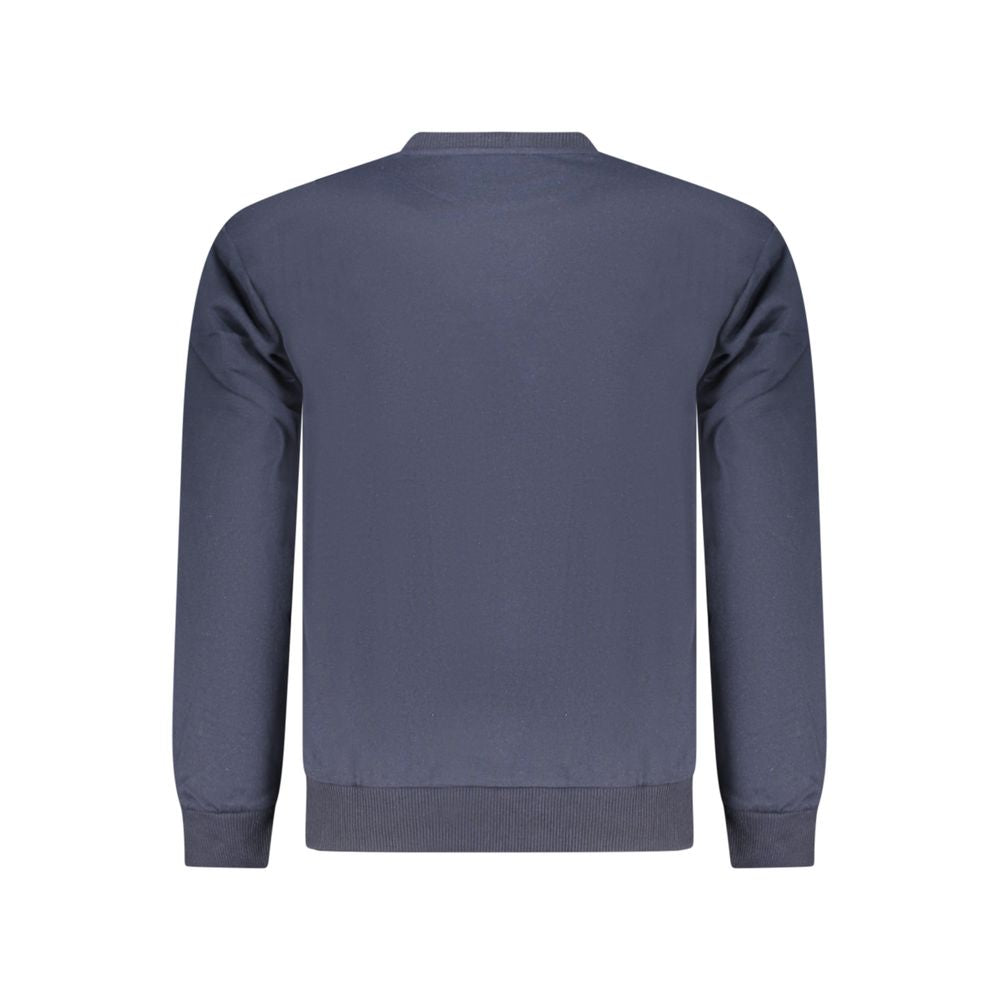 Superga blue cotton men's sweatshirt with crew neck and long sleeves, casual and comfortable for everyday wear.