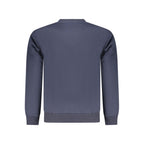 Superga blue cotton men's sweatshirt with crew neck and long sleeves, casual and comfortable for everyday wear.