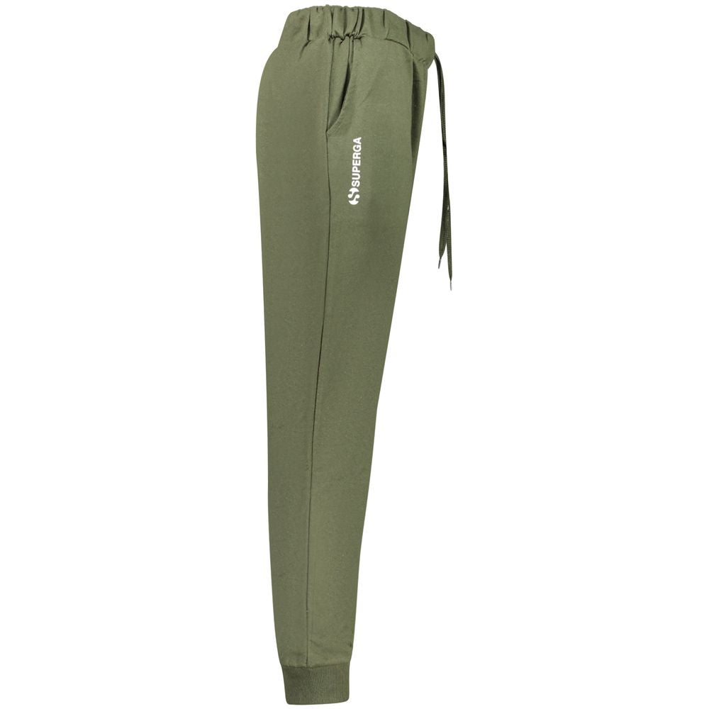 Superga Verde cotton men's track pants with elastic waistband and relaxed fit, ideal for casual and athletic wear.