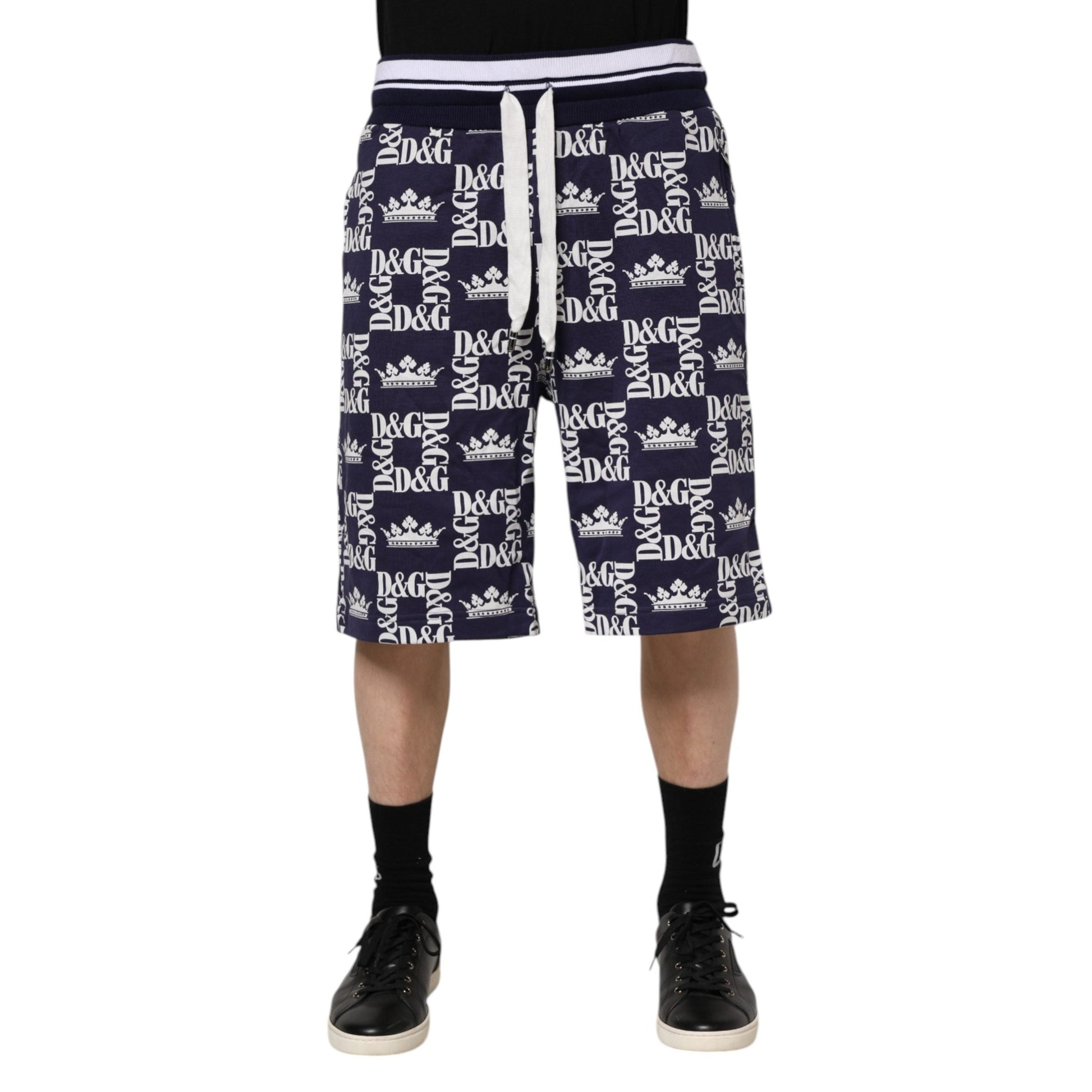 Dolce & Gabbana Blue DG Logo Print Chino Men Bermuda Shorts