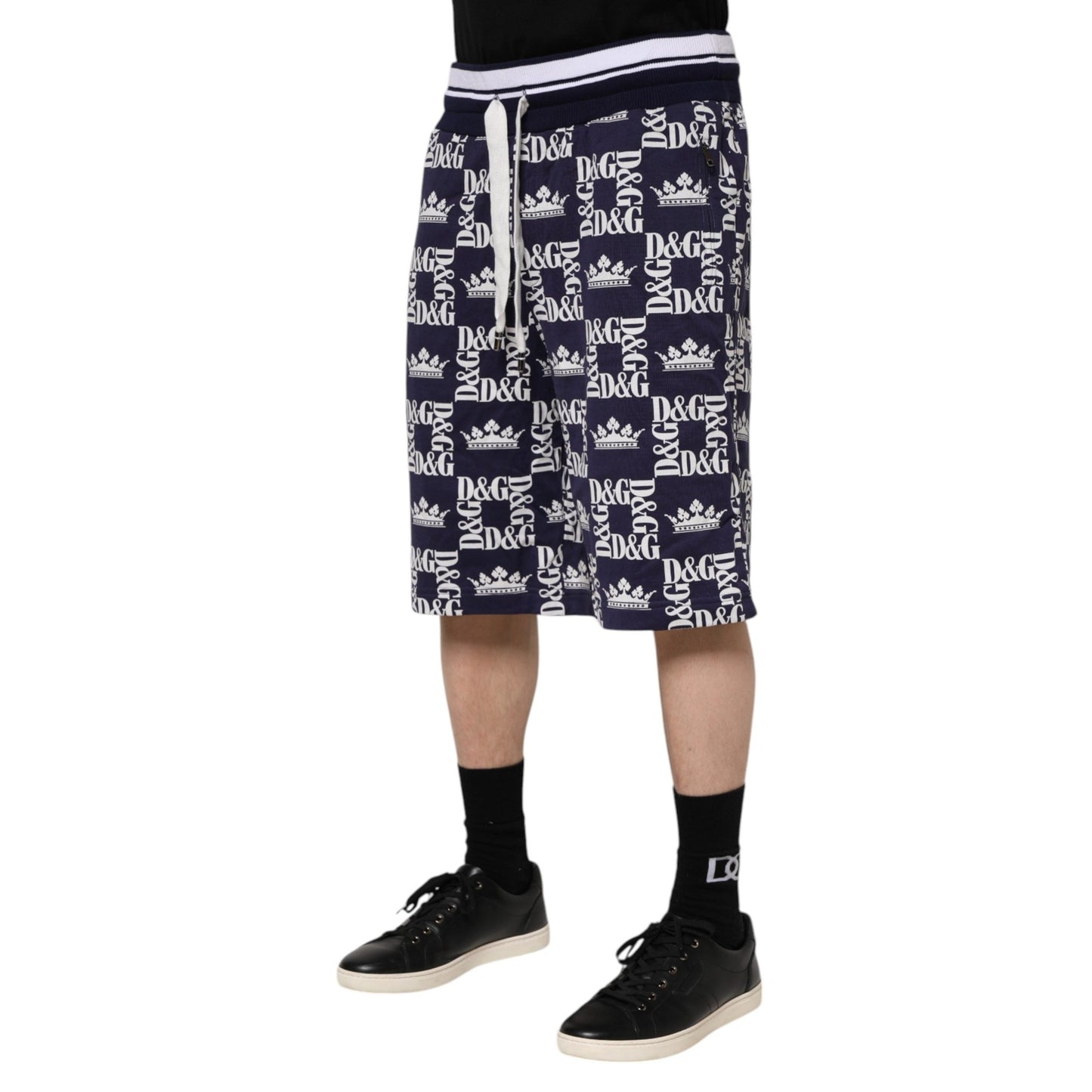 Dolce & Gabbana Blue DG Logo Print Chino Men Bermuda Shorts