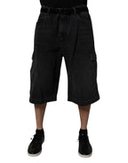 Dolce & Gabbana Black Mid Waist Denim Cargo Bermuda  Shorts - Eljoys Fashion 