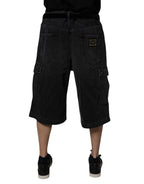 Dolce & Gabbana Black Mid Waist Denim Cargo Bermuda  Shorts - Eljoys Fashion 