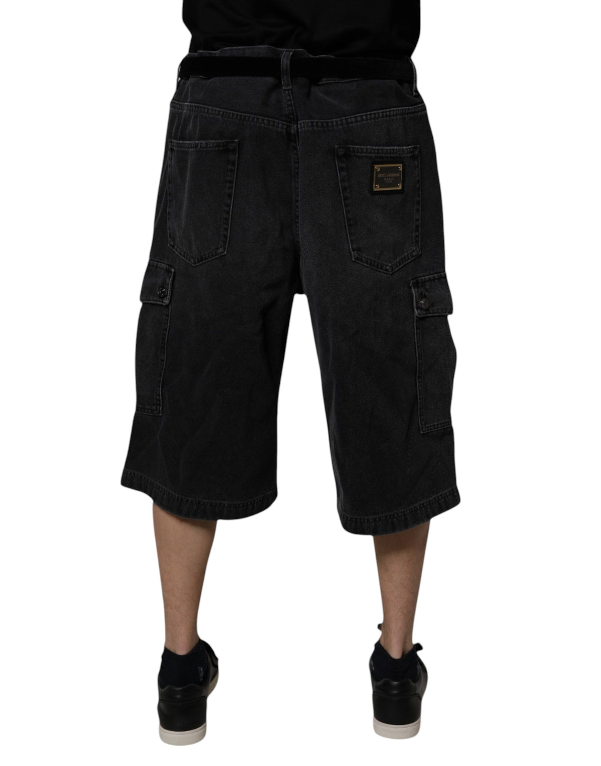 Dolce & Gabbana Black Mid Waist Denim Cargo Bermuda  Shorts - Eljoys Fashion 