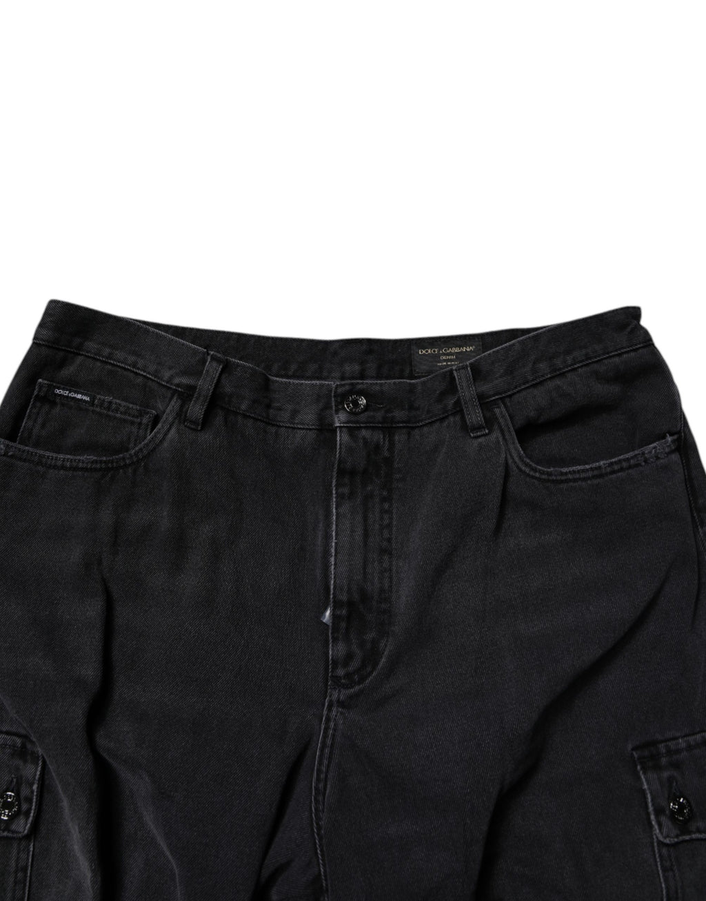 Dolce & Gabbana Black Mid Waist Denim Cargo Bermuda  Shorts - Eljoys Fashion 