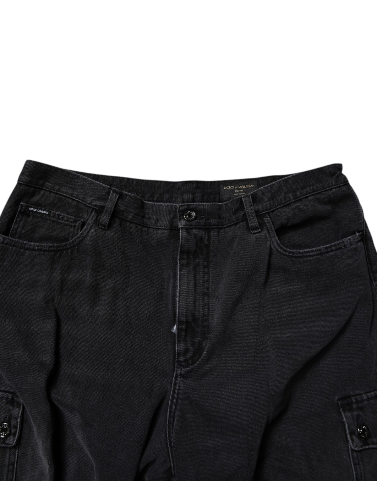 Dolce & Gabbana Black Mid Waist Denim Cargo Bermuda  Shorts - Eljoys Fashion 
