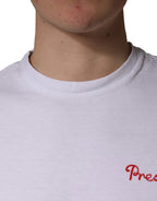 President's White Logo Embroidery Cotton Men Crew Neck T-shirt