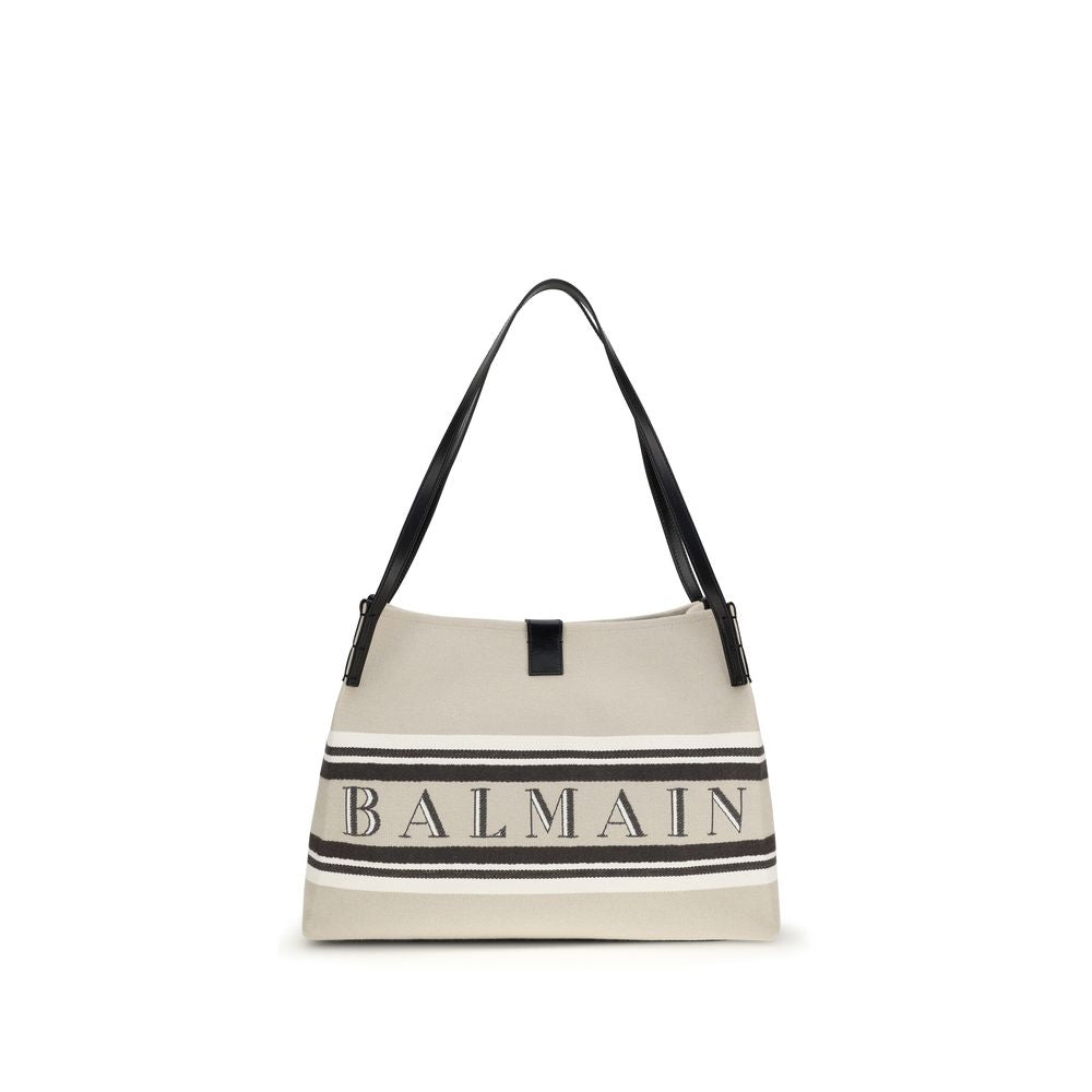 Balmain multicolor cotton shoulder bag with adjustable strap and bold pattern, casual and stylish accessory for everyday wear.
