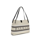Multicolor cotton shoulder bag by Balmain featuring a stylish design and shoulder strap, shown in the product image.
