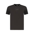 Black Guess Jeans organic cotton men's T-shirt with a classic fit and crew neckline, displayed on a plain background.