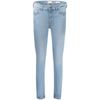Guess Jeans Azzurro lyocell women's skinny jean, light blue denim fabric, fitted style, front view with pockets and belt loops.