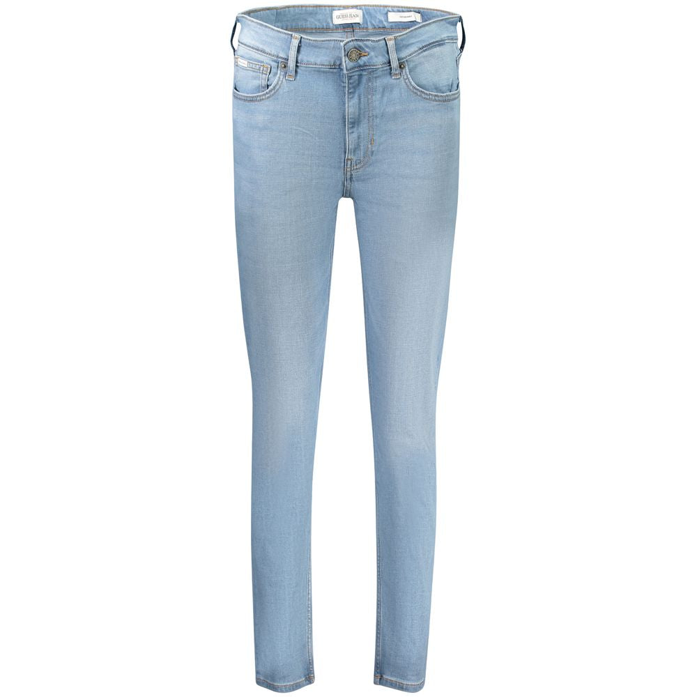 Guess Jeans Azzurro lyocell women's skinny jean, light blue denim fabric, fitted style, front view with pockets and belt loops.