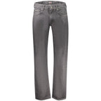 Dark black Guess Jeans men's cotton jeans with classic five-pocket design and slim fit, displayed on a model.