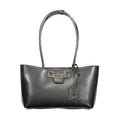 Guess Jeans Nero black polyurethane woman handbag with sleek design and gold-tone hardware, featuring top handles and spacious interior.