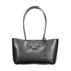 Guess Jeans Nero black polyurethane woman handbag with sleek design and gold-tone hardware, featuring top handles and spacious interior.