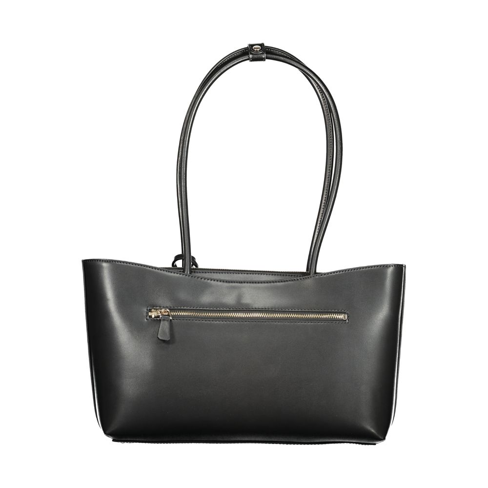Guess Jeans Nero black polyurethane women's handbag with sleek design and gold-tone hardware, stylish and versatile accessory.