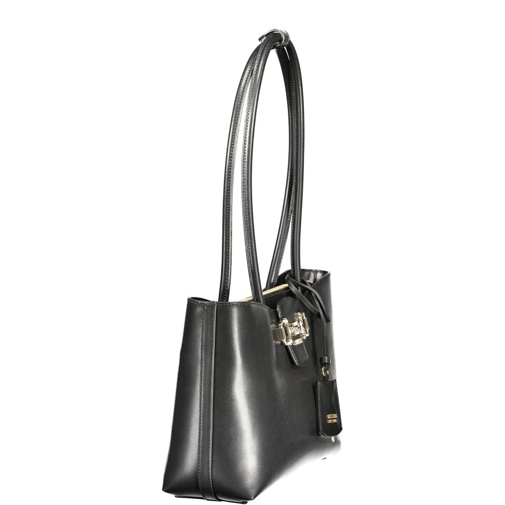 Guess Jeans nero poliuretano woman handbag with sleek design and top handle, featuring a modern, stylish look.