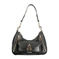 Black Guess Jeans polyurethane women's handbag with sleek design and top handle, featuring subtle brand detailing and modern style.