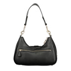 Black Guess Jeans polyurethane women's handbag with sleek design and shoulder strap, featuring subtle brand detailing.