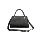 Black Guess Jeans women's handbag with polyurethane material, featuring a sleek design and top handle, perfect for casual or formal wear.