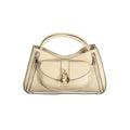 Guess Jeans beige polyurethane women's handbag with sleek design and top handle, featuring subtle branding details.