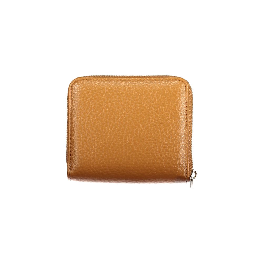 Guess Jeans brown female wallet made of polyurethane with multiple card slots and a sleek design.