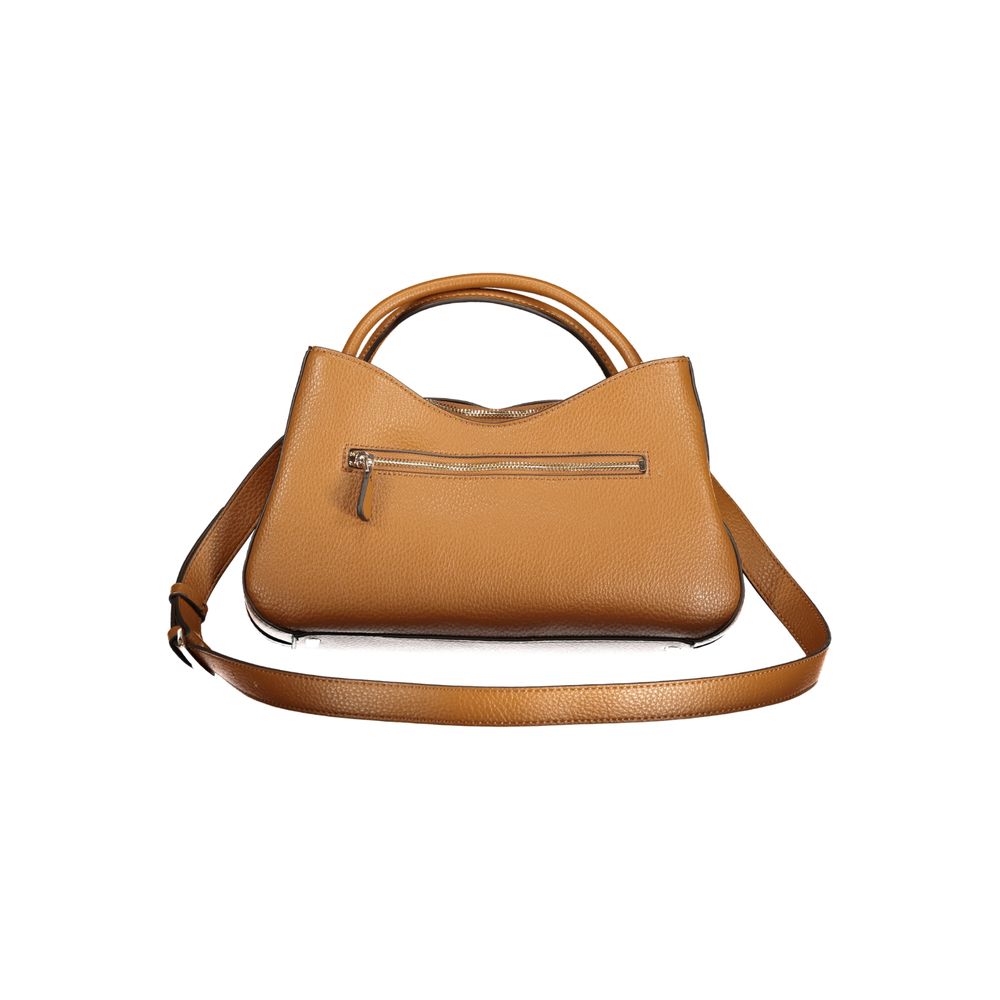 Guess Jeans brown polyurethane women's handbag with sleek design and top handle, perfect for everyday use.