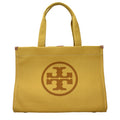 Yellow fabric shoulder bag by Tory Burch with a structured design and adjustable shoulder strap.