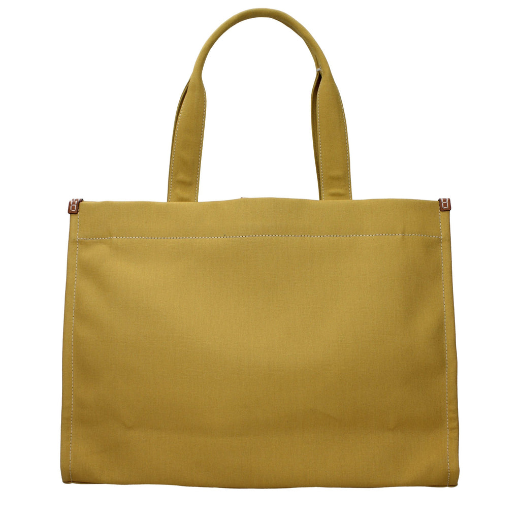 Yellow Tory Burch fabric shoulder bag with adjustable strap and subtle logo detail, perfect for casual or chic outfits.