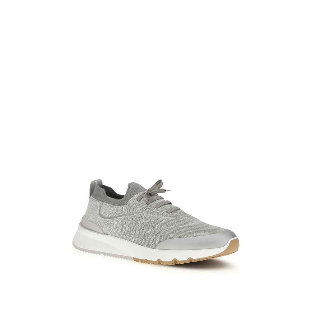 Brunello Cucinelli Gray Cotton Athletic Sneakers Brunello Cucinelli