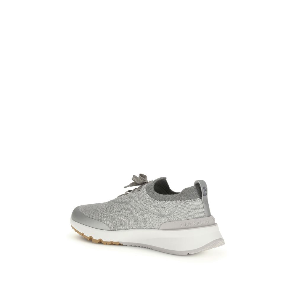 Brunello Cucinelli Gray Cotton Athletic Sneakers Brunello Cucinelli