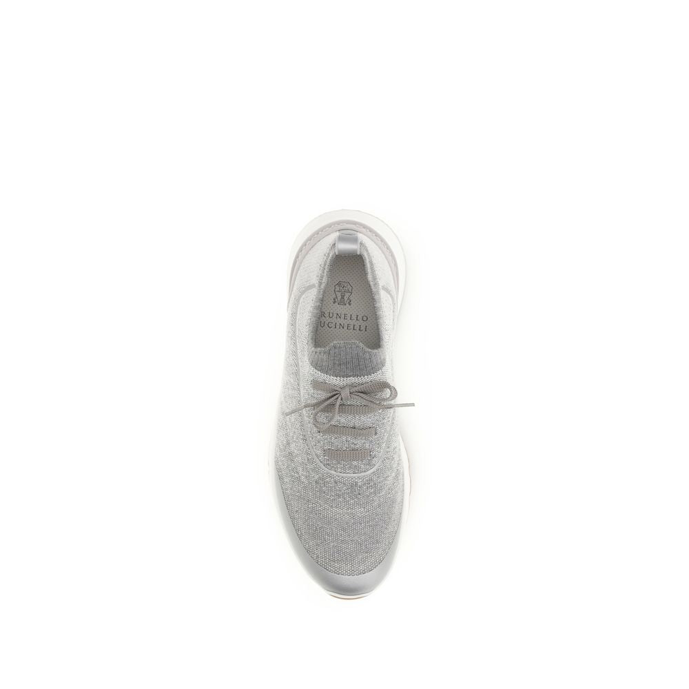 Brunello Cucinelli Gray Cotton Athletic Sneakers Brunello Cucinelli
