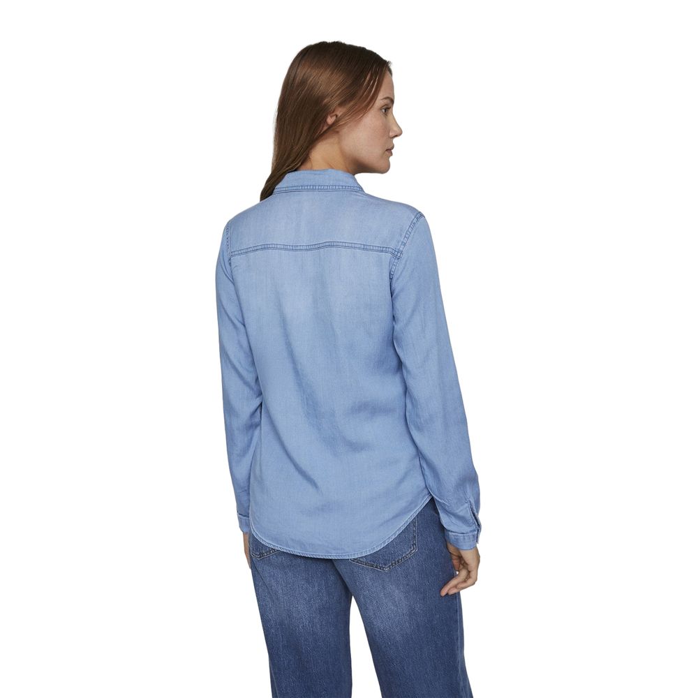 Vila Clothes Light Blue Cotton Blouse Vila Clothes