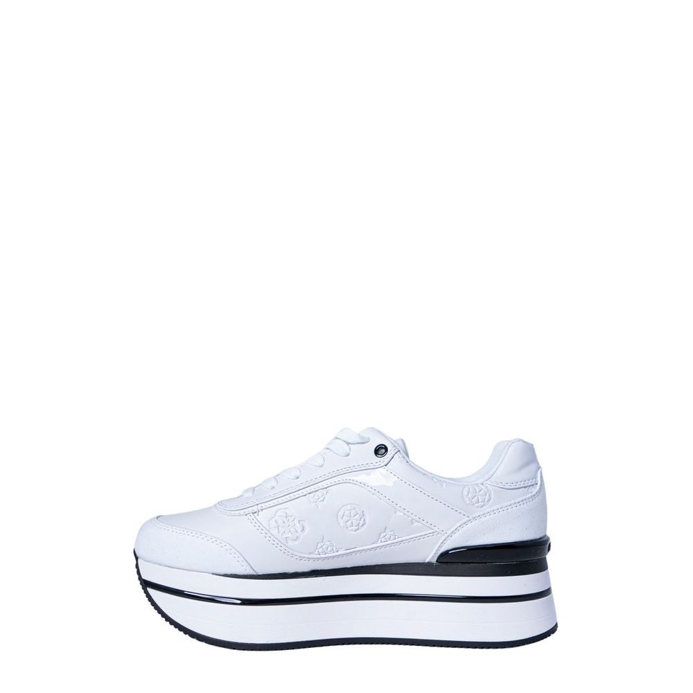 Guess White Polyester Platform Sneakers Guess