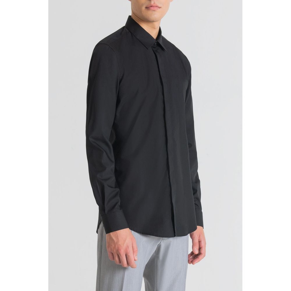 Antony Morato Black Cotton Dress Shirt - Eljoys Fashion 