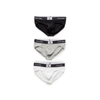 White cotton briefs from Calvin Klein Underwear with a classic fit and elastic waistband, shown laid flat on a neutral background.