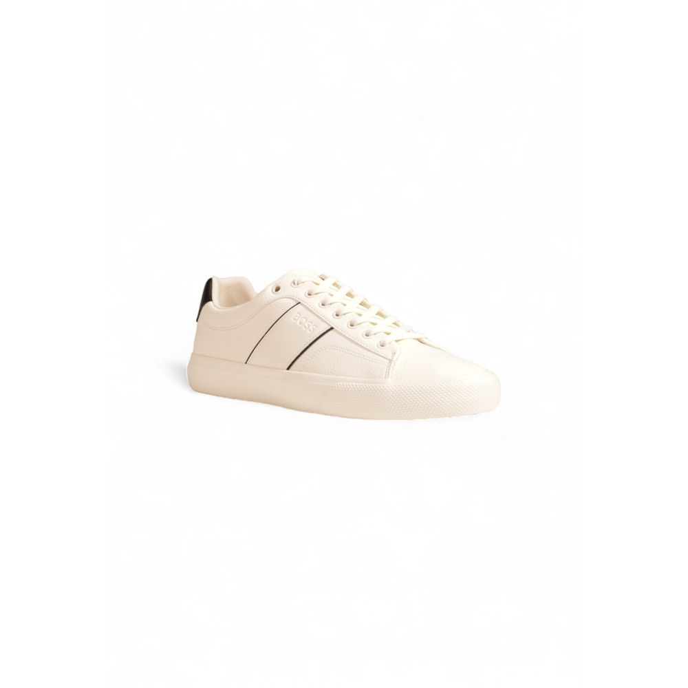 Hugo Boss Cream Leather Low Top Sneakers Hugo Boss