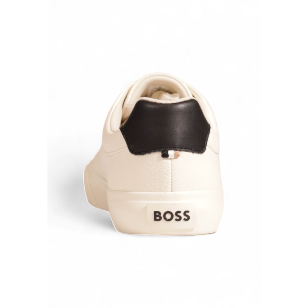 Hugo Boss Cream Leather Low Top Sneakers Hugo Boss