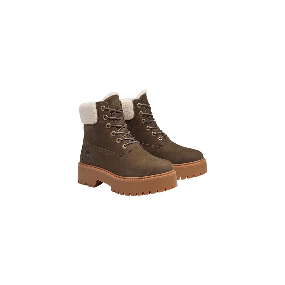 Timberland Brown Recycled Leather Lace-Up Boots Timberland