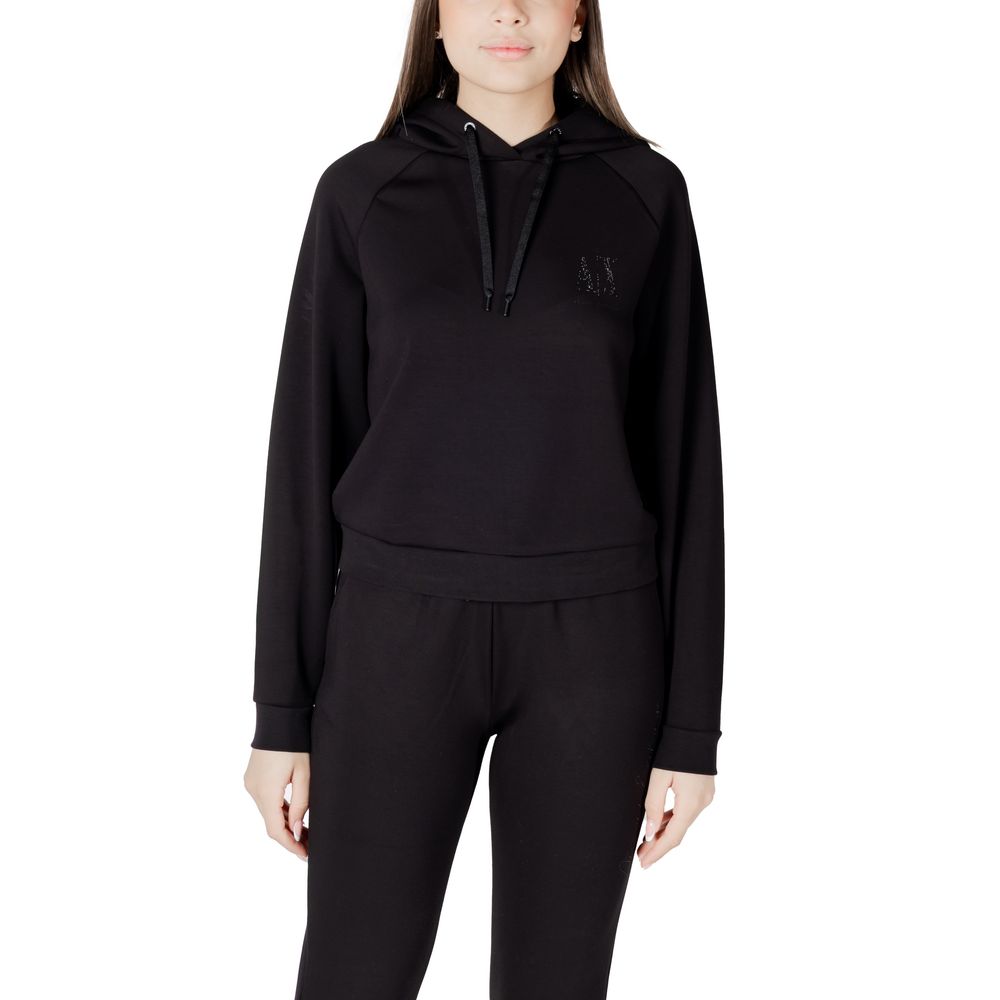 Armani Exchange Black Viscose Hoodie Armani Exchange