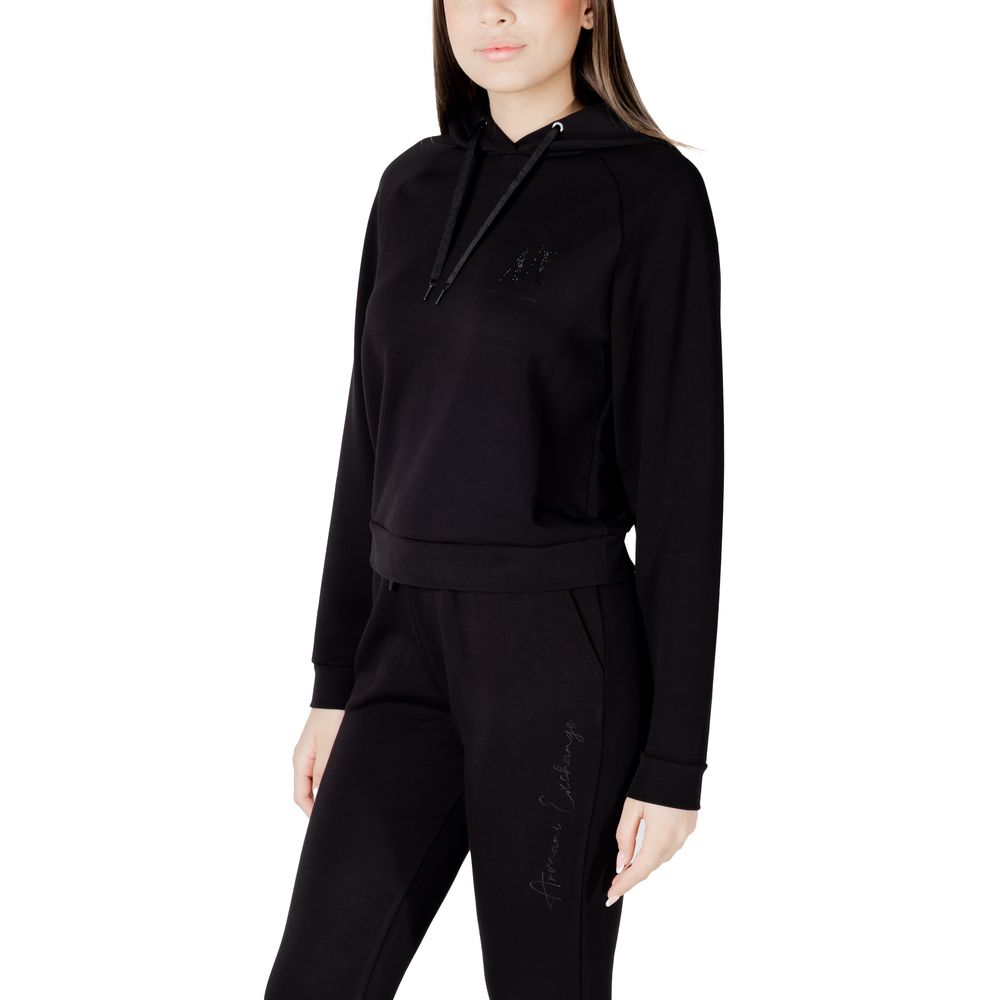 Armani Exchange Black Viscose Hoodie Armani Exchange