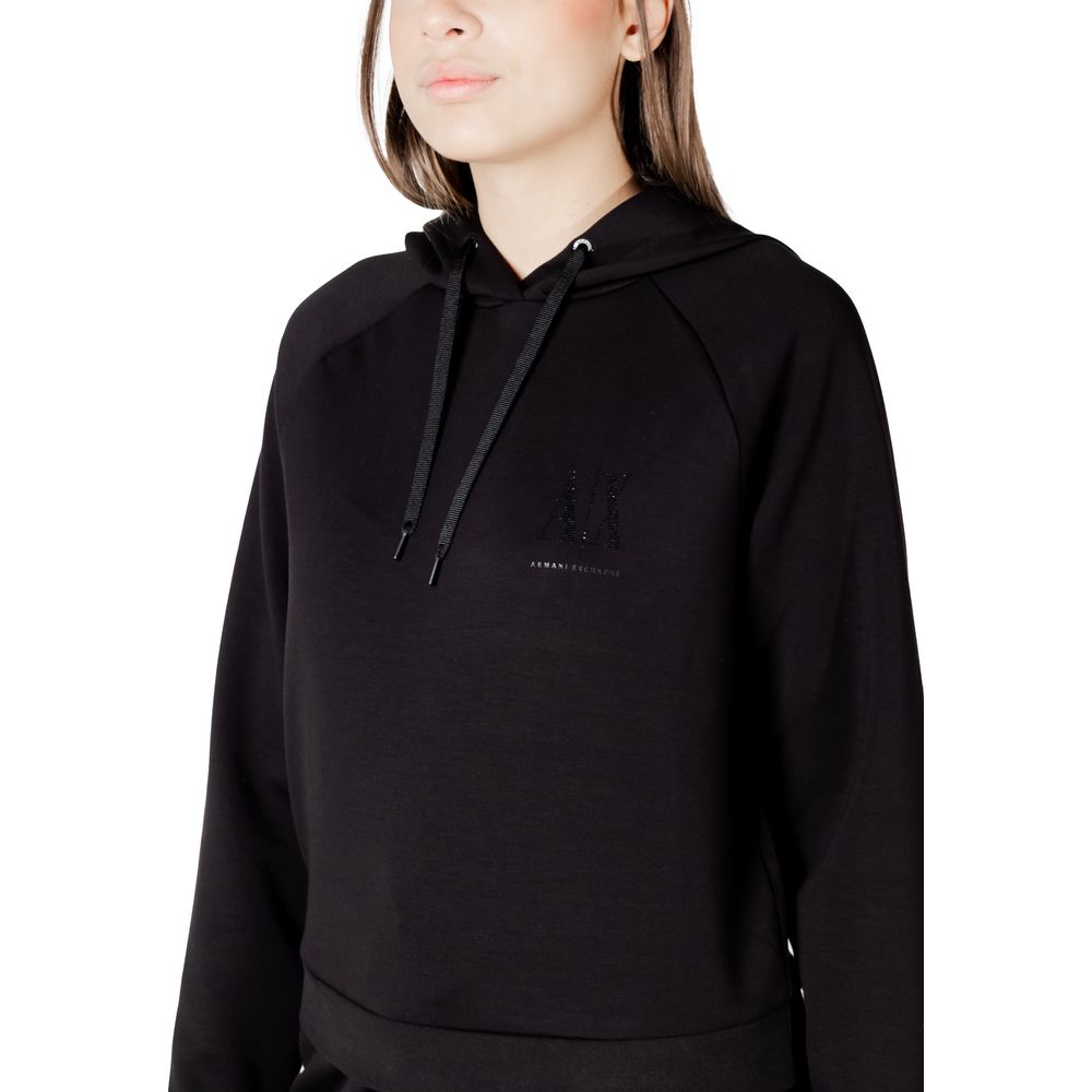 Armani Exchange Black Viscose Hoodie Armani Exchange