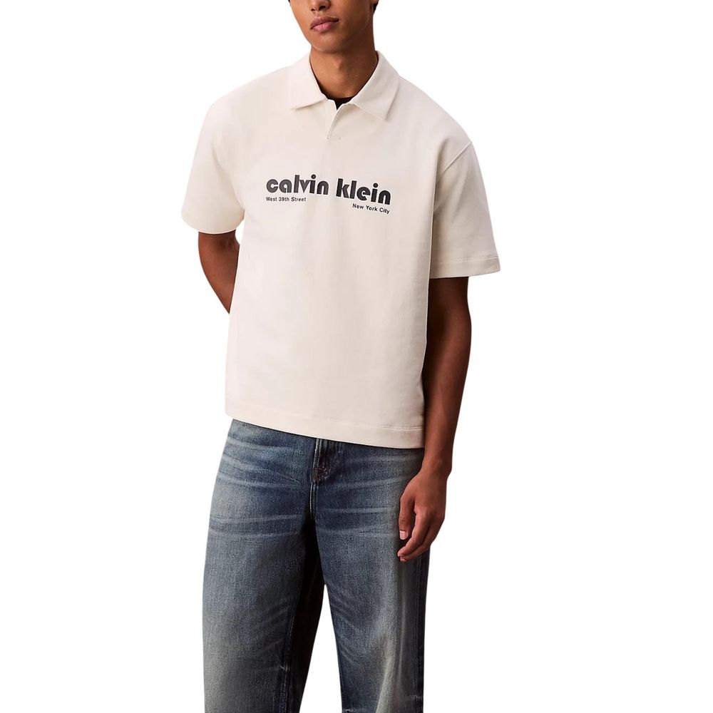 Calvin Klein Jeans White Cotton Polo Shirt Calvin Klein Jeans