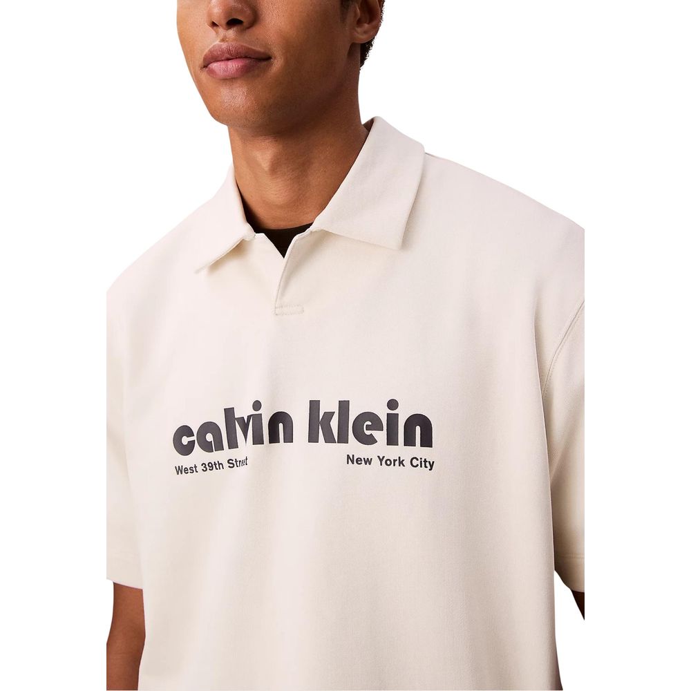 Calvin Klein Jeans White Cotton Polo Shirt Calvin Klein Jeans